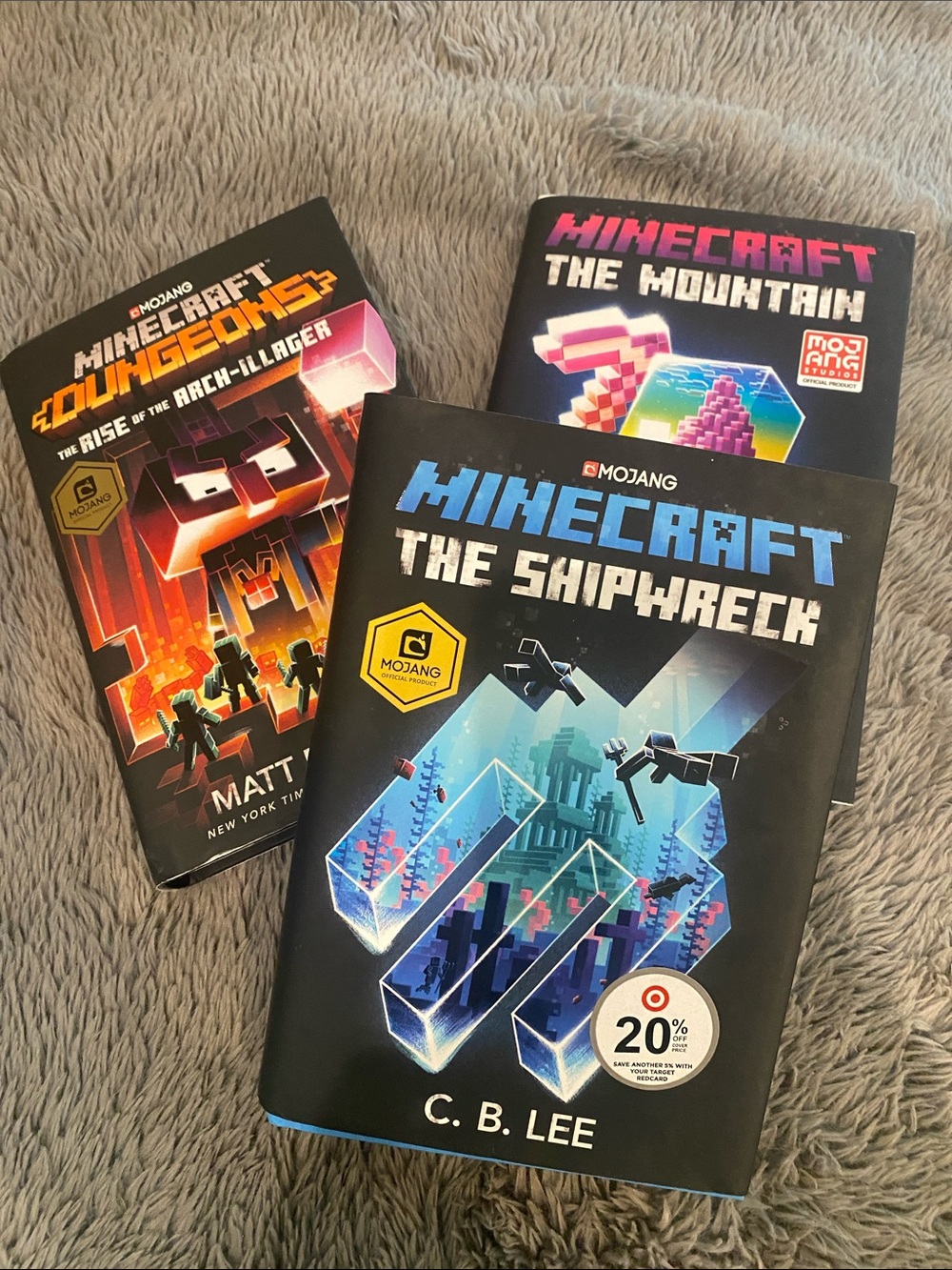 Bundle (3) Minecraft books The Shipwreck, The Mountain, Minecraft Dungeons